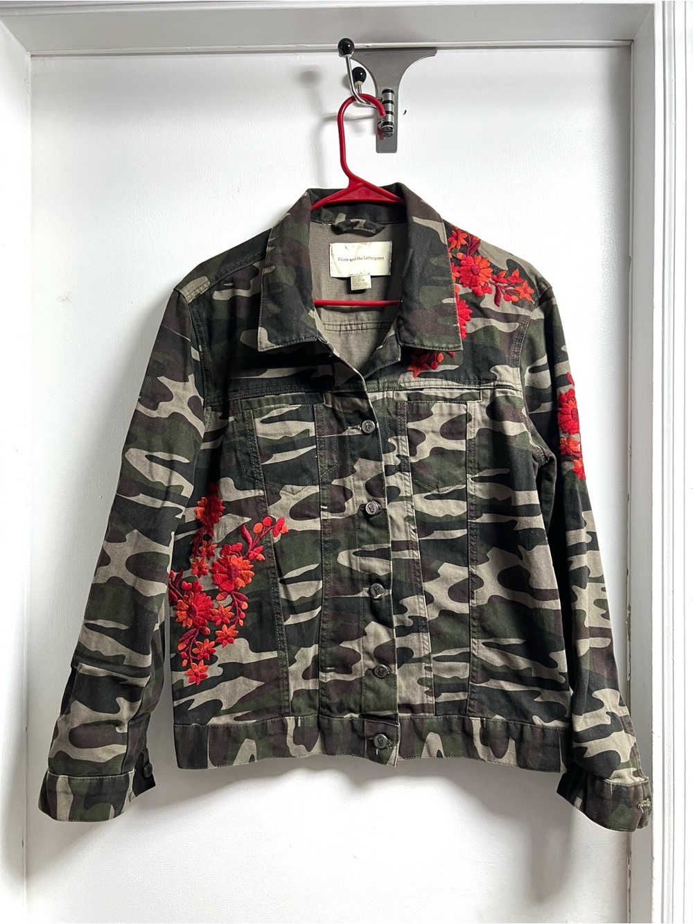 Anthropologie Pilcro and the Letterpress Camouflage Floral Embroidered Jacket